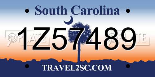 1Z57489 South Carolina License Plate
