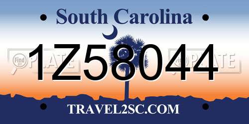 1Z58044 South Carolina License Plate