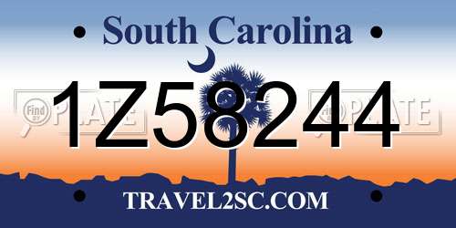 1Z58244 South Carolina License Plate