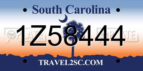 1Z58444 South Carolina License Plate