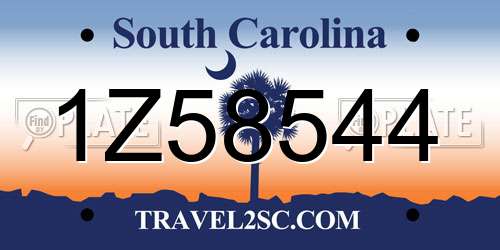 1Z58544 South Carolina License Plate