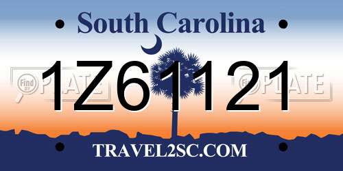 1Z61121 South Carolina License Plate