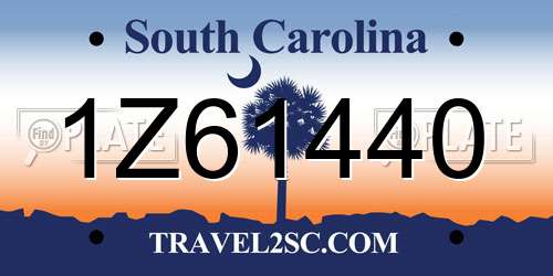 1Z61440 South Carolina License Plate