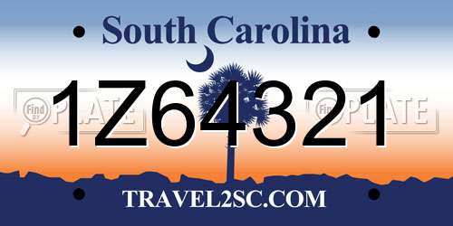 1Z64321 South Carolina License Plate