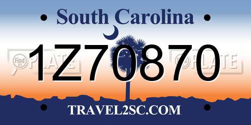 1Z70870 South Carolina License Plate