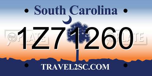 1Z71260 South Carolina License Plate