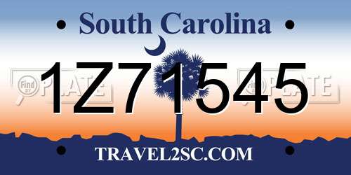 1Z71545 South Carolina License Plate