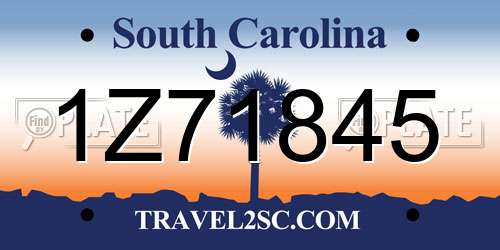 1Z71845 South Carolina License Plate