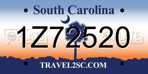 1Z72520 South Carolina License Plate