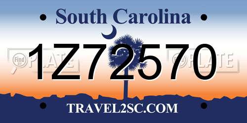 1Z72570 South Carolina License Plate