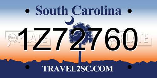 1Z72760 South Carolina License Plate