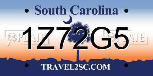 1Z72G5 South Carolina License Plate
