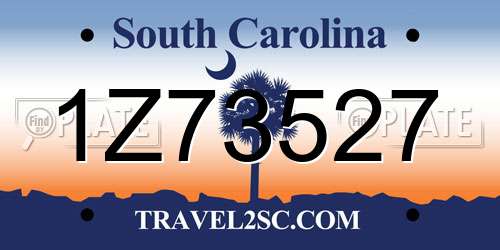 1Z73527 South Carolina License Plate