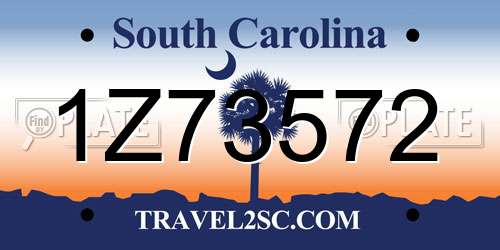 1Z73572 South Carolina License Plate