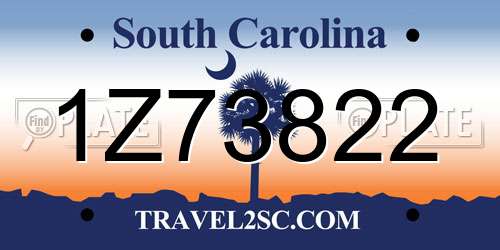 1Z73822 South Carolina License Plate