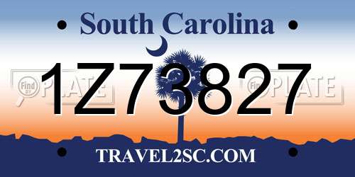 1Z73827 South Carolina License Plate