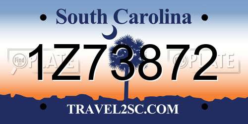 1Z73872 South Carolina License Plate