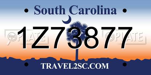 1Z73877 South Carolina License Plate