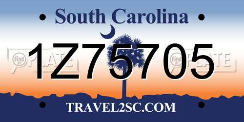 1Z75705 South Carolina License Plate