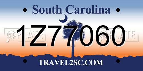 1Z77060 South Carolina License Plate