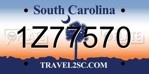 1Z77570 South Carolina License Plate