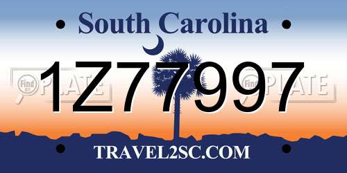 1Z77997 South Carolina License Plate