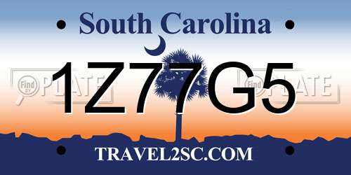 1Z77G5 South Carolina License Plate