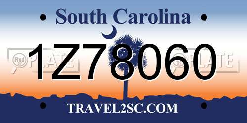 1Z78060 South Carolina License Plate