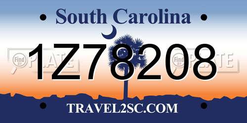 1Z78208 South Carolina License Plate