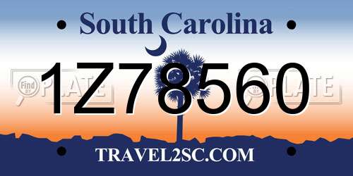 1Z78560 South Carolina License Plate