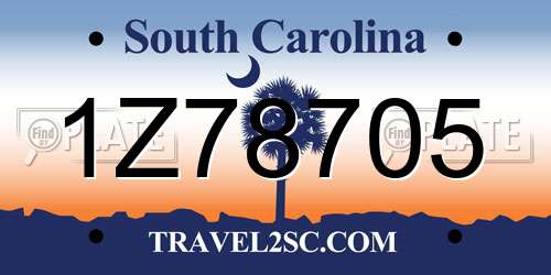 1Z78705 South Carolina License Plate