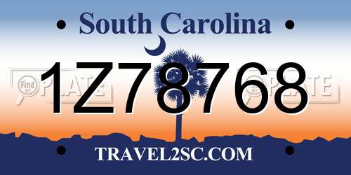 1Z78768 South Carolina License Plate