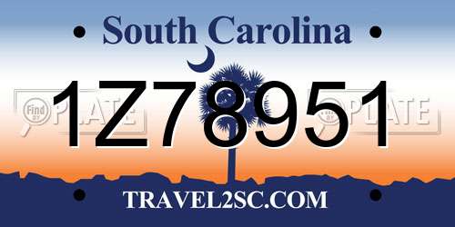 1Z78951 South Carolina License Plate