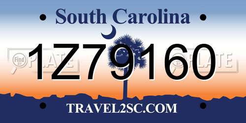 1Z79160 South Carolina License Plate