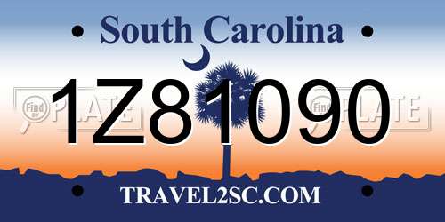 1Z81090 South Carolina License Plate
