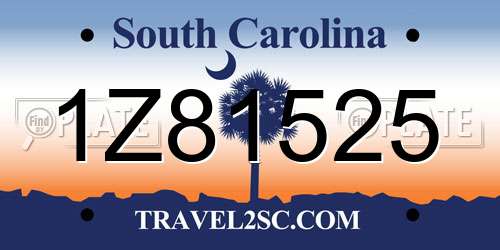 1Z81525 South Carolina License Plate