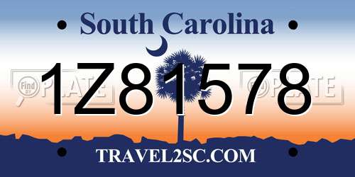 1Z81578 South Carolina License Plate