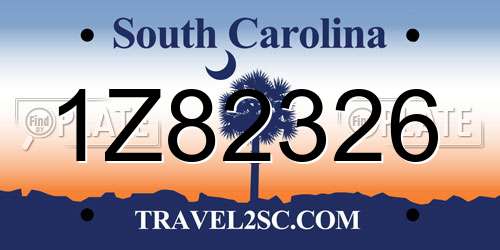 1Z82326 South Carolina License Plate