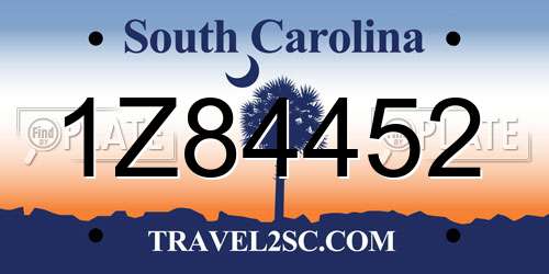 1Z84452 South Carolina License Plate