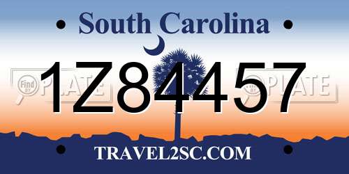 1Z84457 South Carolina License Plate