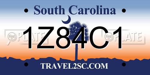 1Z84C1 South Carolina License Plate