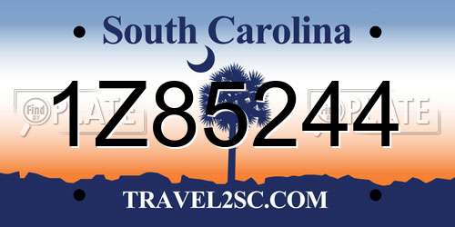 1Z85244 South Carolina License Plate