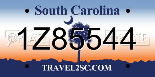 1Z85544 South Carolina License Plate