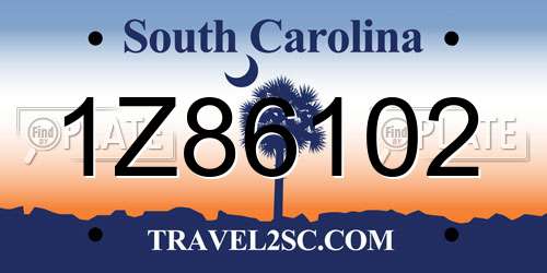 1Z86102 South Carolina License Plate