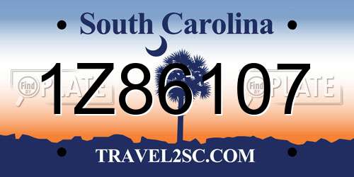 1Z86107 South Carolina License Plate