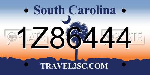 1Z86444 South Carolina License Plate