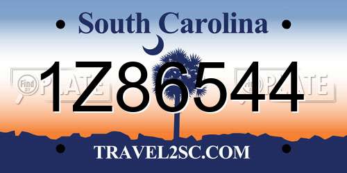 1Z86544 South Carolina License Plate