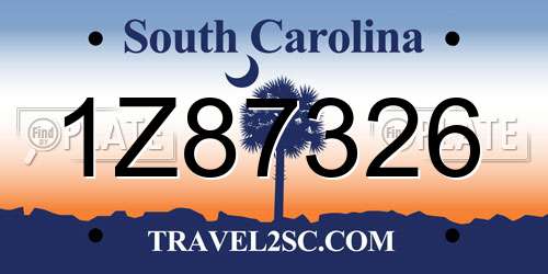 1Z87326 South Carolina License Plate