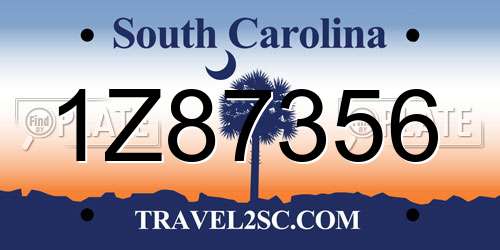1Z87356 South Carolina License Plate
