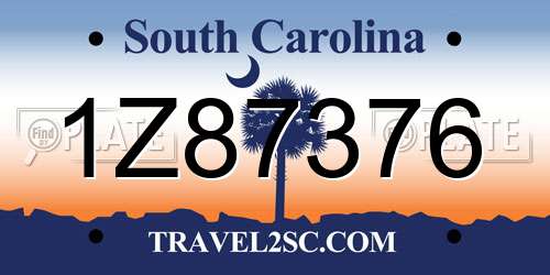 1Z87376 South Carolina License Plate